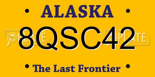 8QSC42 Alaska License Plate