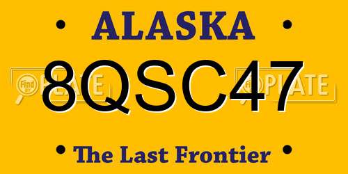 8QSC47 Alaska License Plate