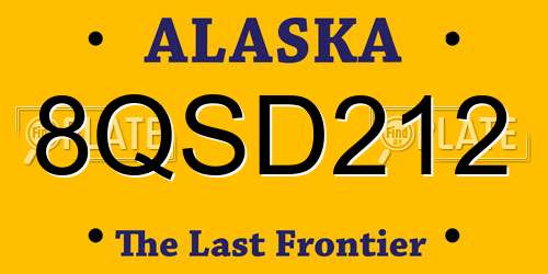 8QSD212 Alaska License Plate