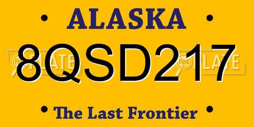 8QSD217 Alaska License Plate