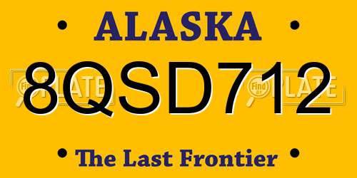 8QSD712 Alaska License Plate