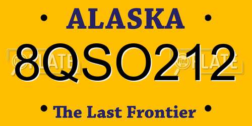 8QSO212 Alaska License Plate
