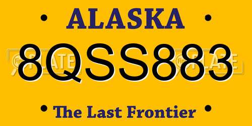 8QSS883 Alaska License Plate