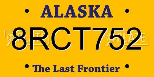 8RCT752 Alaska License Plate