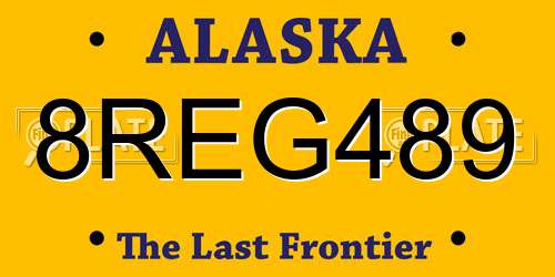 8REG489 Alaska License Plate