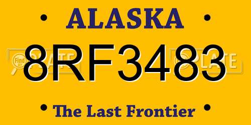 8RF3483 Alaska License Plate