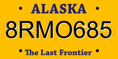 8RMO685 Alaska License Plate