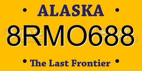 8RMO688 Alaska License Plate
