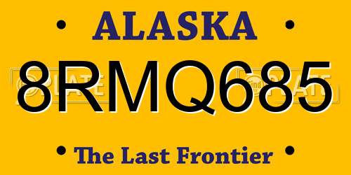 8RMQ685 Alaska License Plate