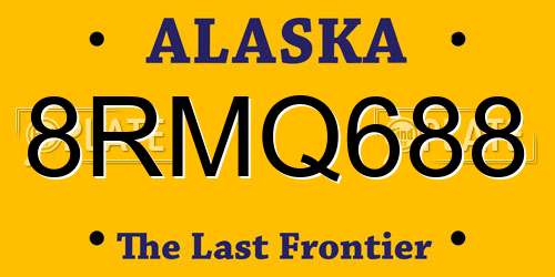 8RMQ688 Alaska License Plate