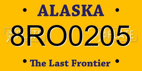 8RO0205 Alaska License Plate