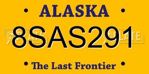 8SAS291 Alaska License Plate