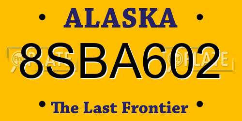 8SBA602 Alaska License Plate