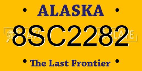 8SC2282 Alaska License Plate