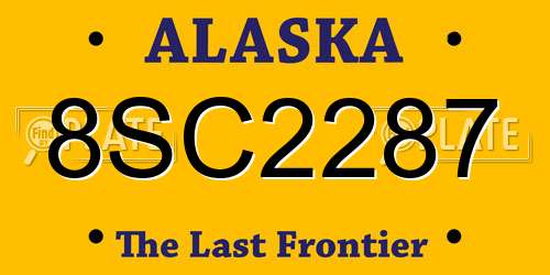 8SC2287 Alaska License Plate