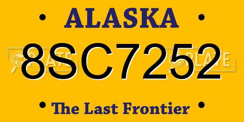 8SC7252 Alaska License Plate