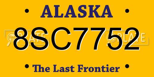 8SC7752 Alaska License Plate