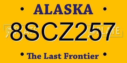 8SCZ257 Alaska License Plate