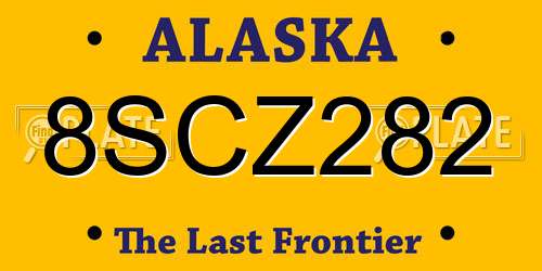 8SCZ282 Alaska License Plate