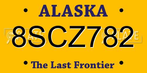 8SCZ782 Alaska License Plate