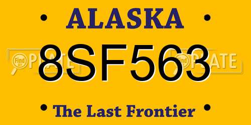 8SF563 Alaska License Plate
