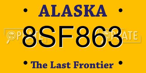 8SF863 Alaska License Plate