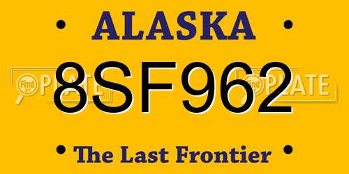 8SF962 Alaska License Plate