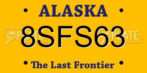 8SFS63 Alaska License Plate