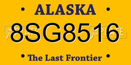 8SG8516 Alaska License Plate