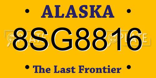 8SG8816 Alaska License Plate