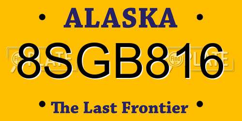 8SGB816 Alaska License Plate