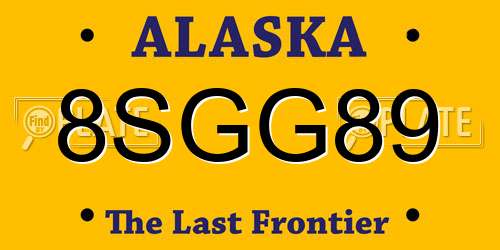 8SGG89 Alaska License Plate