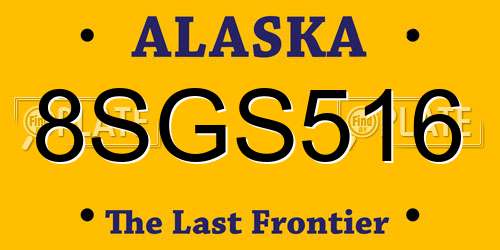 8SGS516 Alaska License Plate
