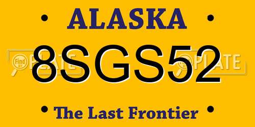 8SGS52 Alaska License Plate