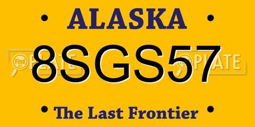 8SGS57 Alaska License Plate
