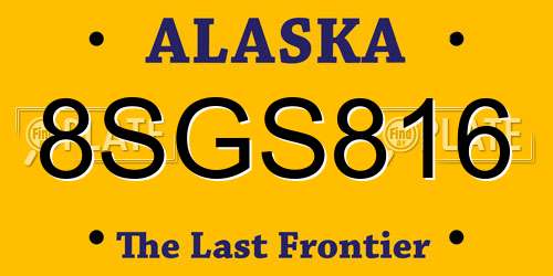 8SGS816 Alaska License Plate