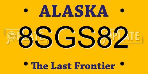 8SGS82 Alaska License Plate