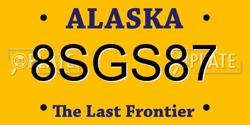 8SGS87 Alaska License Plate