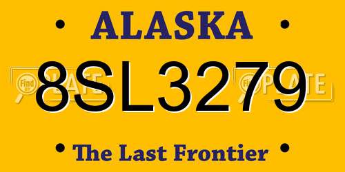 8SL3279 Alaska License Plate