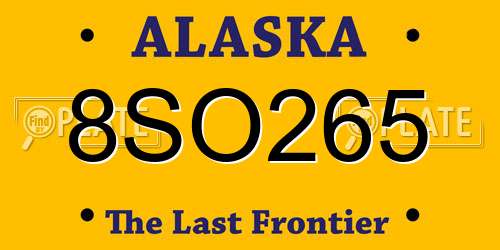 8SO265 Alaska License Plate
