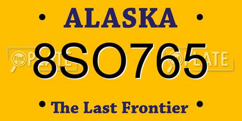 8SO765 Alaska License Plate