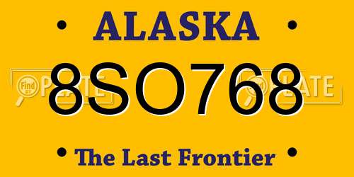 8SO768 Alaska License Plate