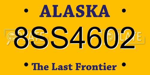 8SS4602 Alaska License Plate