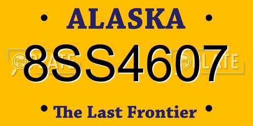 8SS4607 Alaska License Plate