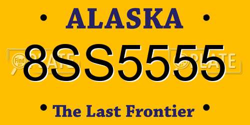 8SS5555 Alaska License Plate