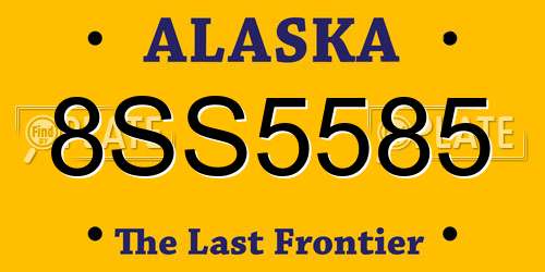 8SS5585 Alaska License Plate