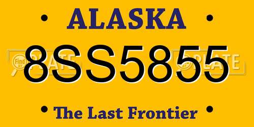 8SS5855 Alaska License Plate