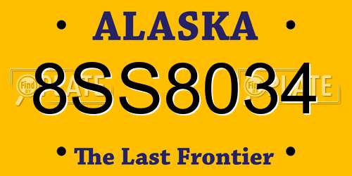 8SS8034 Alaska License Plate