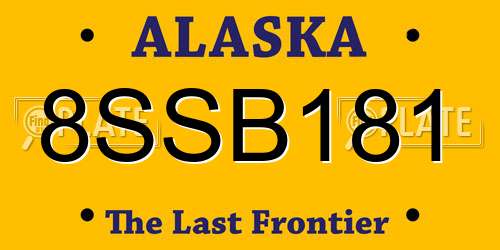 8SSB181 Alaska License Plate