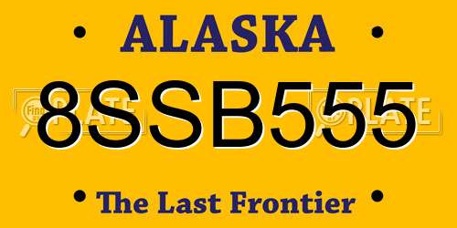 8SSB555 Alaska License Plate
